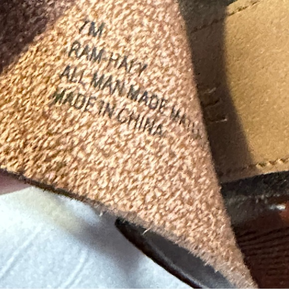 Rampage Ram-Haly Whiskey Brown Wood Heel Boho Sandals - Size 7 - Picture 3 of 8